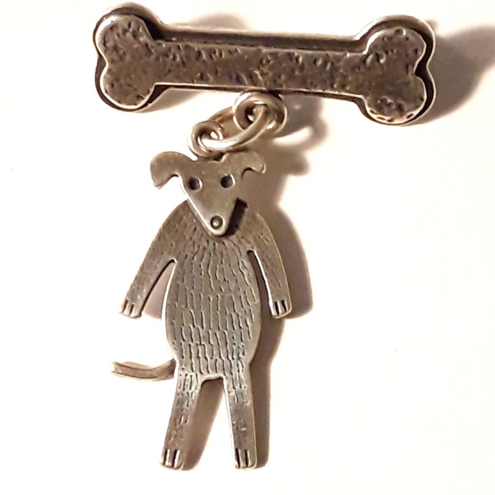BIG IDEA Silver Dog and Bone Pin - Picture 2 of 4